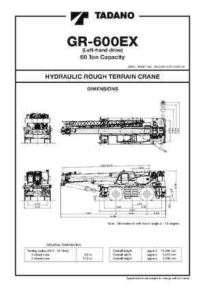 Jeřáby pro těžký terén Tadano GR-600EX-3