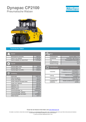 Pneumatikové válce Dynapac CP 2100