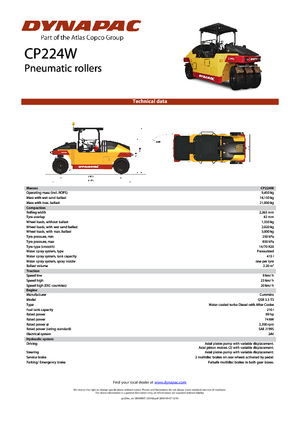 Pneumatikové válce Dynapac CP 224 W