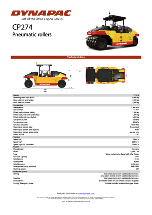 Pneumatikové válce Dynapac CP 274