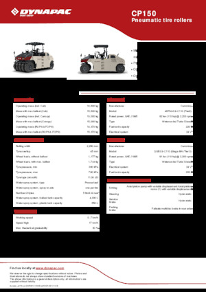 Pneumatikové válce Dynapac CP150
