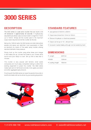 Mobilní čelisťové drtiče Red Rhino 3000 series