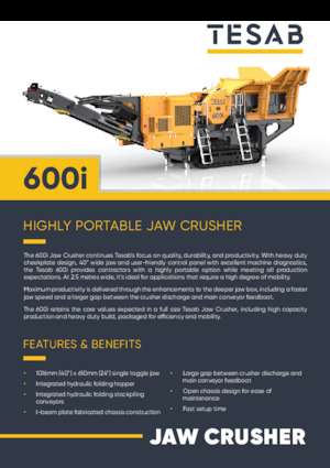 Mobilní čelisťové drtiče Tesab 600i