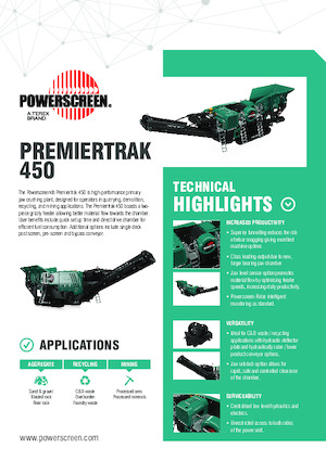 Mobilní čelisťové drtiče Powerscreen Premiertrak 450