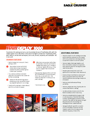 Mobilní čelisťové drtiče Eagle Crusher RapiDeploy 1000