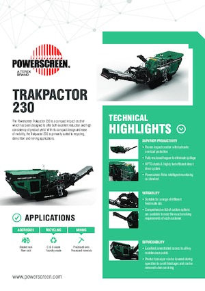 Mobilní čelisťové drtiče Powerscreen Trakpactor 230