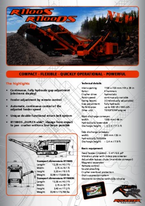 Mobilní čelisťové drtiče Rockster R1100S 