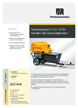 Šneková čerpadla Putzmeister S 5 EVTM
