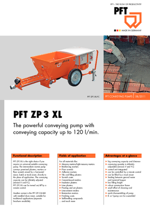 Šneková čerpadla PFT ZP 3 XL V