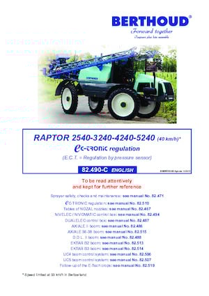 Samojízdné postřikovače Berthoud RAPTOR 5240