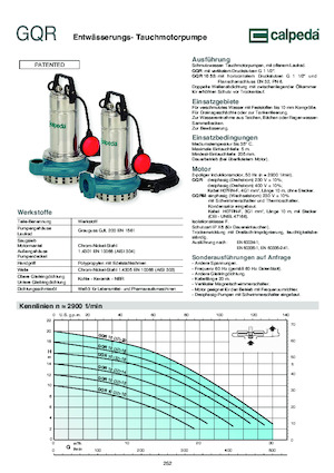 Čerpadla odpadních vod Calpeda GQR 10-16