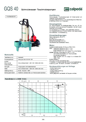 Čerpadla odpadních vod Calpeda GQV 50-8