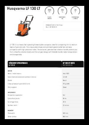 Jednosměrné vibrační desky Husqvarna LF 130 LT