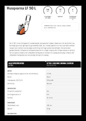 Jednosměrné vibrační desky Husqvarna LF 50 L