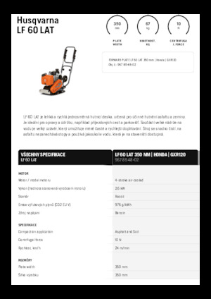 Jednosměrné vibrační desky Husqvarna LF 60 LAT