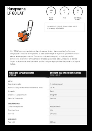 Jednosměrné vibrační desky Husqvarna LF 60 LAT