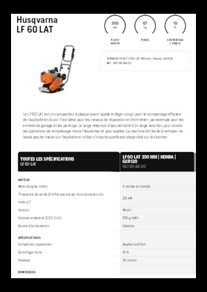 Jednosměrné vibrační desky Husqvarna LF 60 LAT