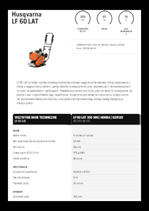 Jednosměrné vibrační desky Husqvarna LF 60 LAT