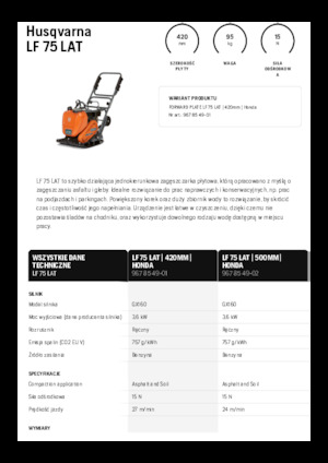 Jednosměrné vibrační desky Husqvarna LF 75 LAT