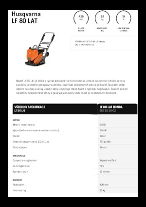 Jednosměrné vibrační desky Husqvarna LF 80 LAT