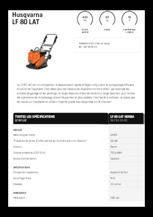 Jednosměrné vibrační desky Husqvarna LF 80 LAT