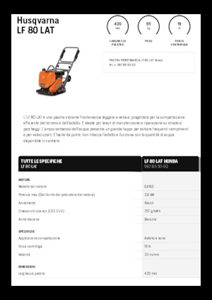 Jednosměrné vibrační desky Husqvarna LF 80 LAT