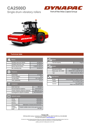 Tahačové válce Dynapac CA 2500 D