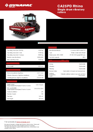 Tahačové válce Dynapac CA25PD Rhino