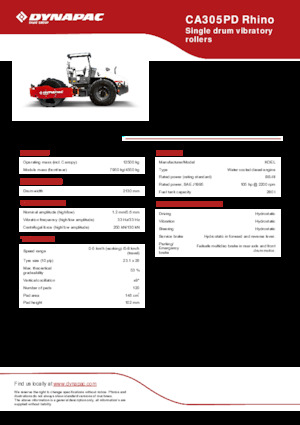 Tahačové válce Dynapac CA305PD Rhino