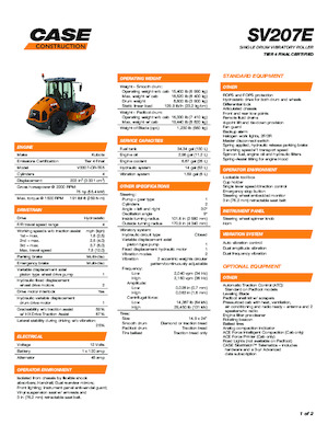 Tahačové válce Case SV207E