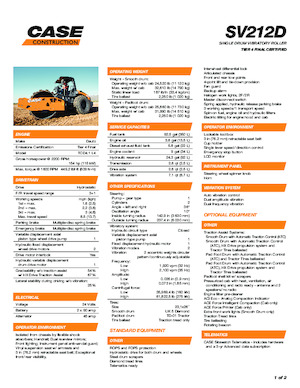 Tahačové válce Case SV212D