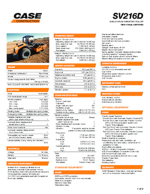 Tahačové válce Case SV216D