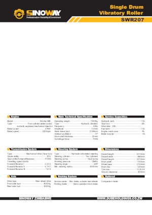 Tahačové válce Sinoway SWR207 