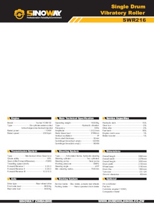 Tahačové válce Sinoway SWR216