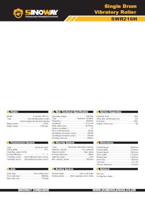 Tahačové válce Sinoway SWR216H