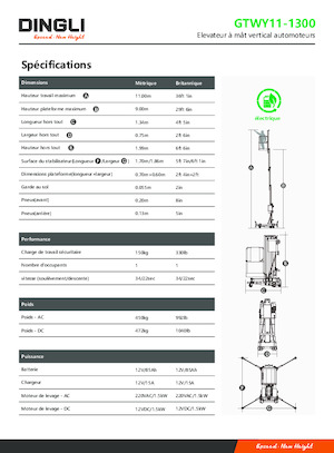 Sloupové pracovní plošiny Dingli GTWY11-1300