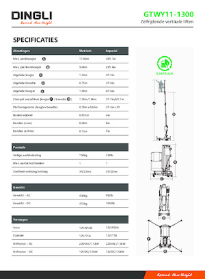 Sloupové pracovní plošiny Dingli GTWY11-1300
