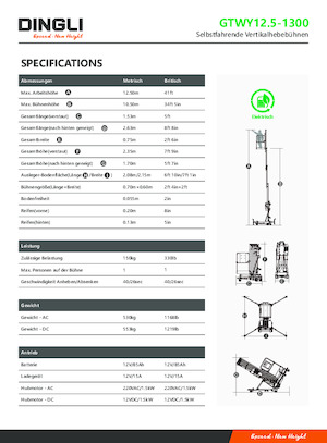 Sloupové pracovní plošiny Dingli GTWY12.5-1300