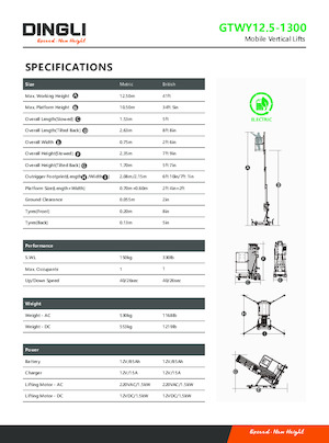 Sloupové pracovní plošiny Dingli GTWY12.5-1300