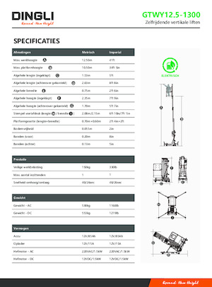 Sloupové pracovní plošiny Dingli GTWY12.5-1300