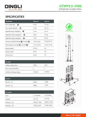 Sloupové pracovní plošiny Dingli GTWY9.5-2100
