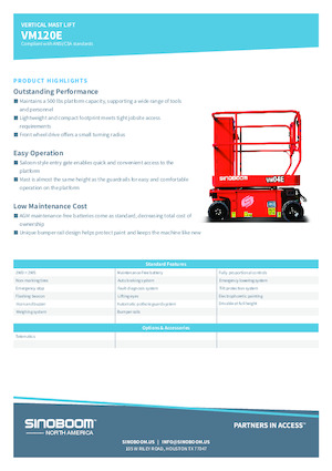 Sloupové pracovní plošiny Sinoboom VM120E