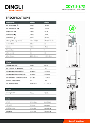 Sloupové pracovní plošiny Dingli ZDYT3-3.7S