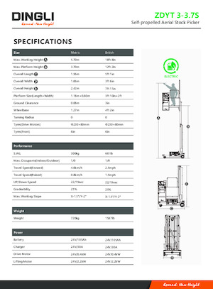 Sloupové pracovní plošiny Dingli ZDYT3-3.7S