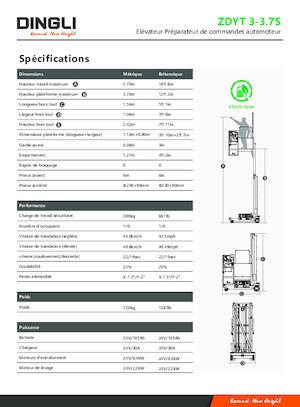 Sloupové pracovní plošiny Dingli ZDYT3-3.7S