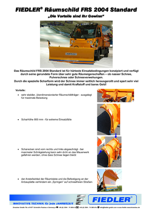 Sněžné pluhy Fiedler FRS 2004 Standard