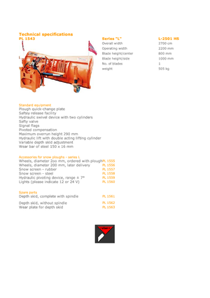 Sněžné pluhy Hydrac L 2501