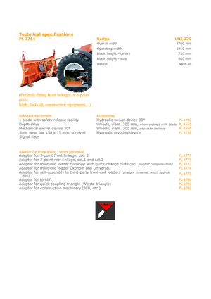 Sněžné pluhy Hydrac UNI 270