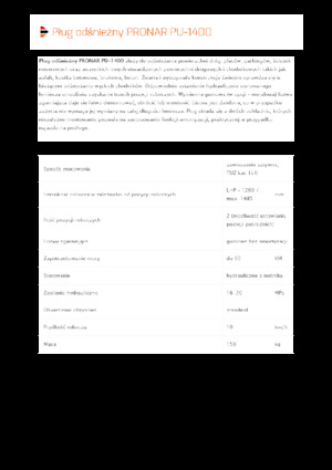 Sněžné pluhy s natáčením Pronar PU 1400