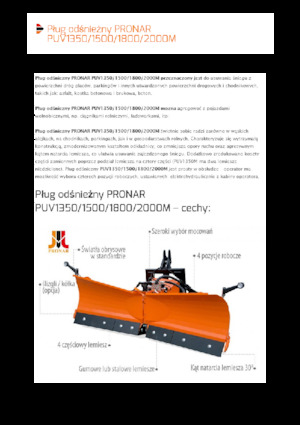 Sněžné pluhy s natáčením Pronar PUV 1500M